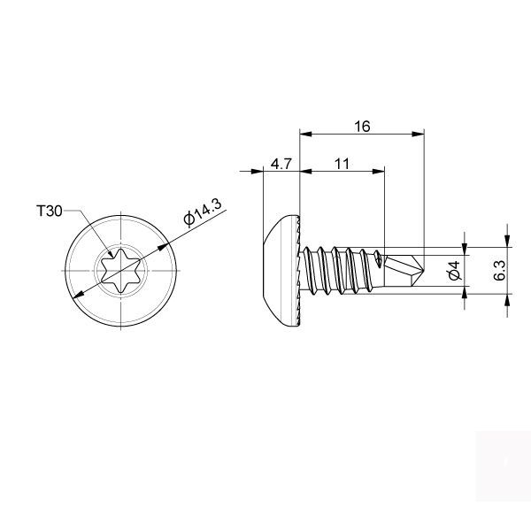 Skruepose til st&aring;lport 